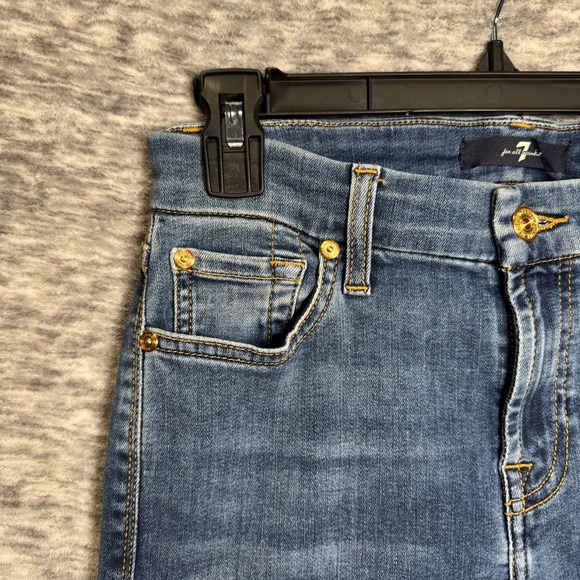 Size 6/28 Long - 7 FOR ALL MANKIND - Skinny Jeans Stretch Denim Blue 7FAM EUC - Picture 3 of 12